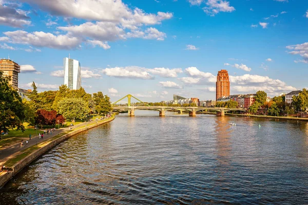 Skyline Frankfurt Main River Main Γερμανία — Φωτογραφία Αρχείου