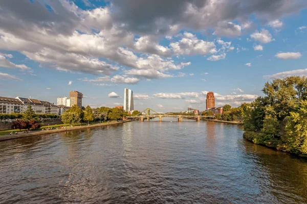 Skyline Frankfurt Main River Main Γερμανία — Φωτογραφία Αρχείου