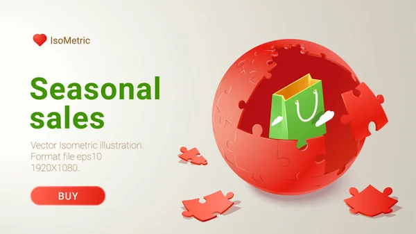 Isométrica Natal Banners Compras Botões Set Compras Online Venda Online Vetores De Bancos De Imagens