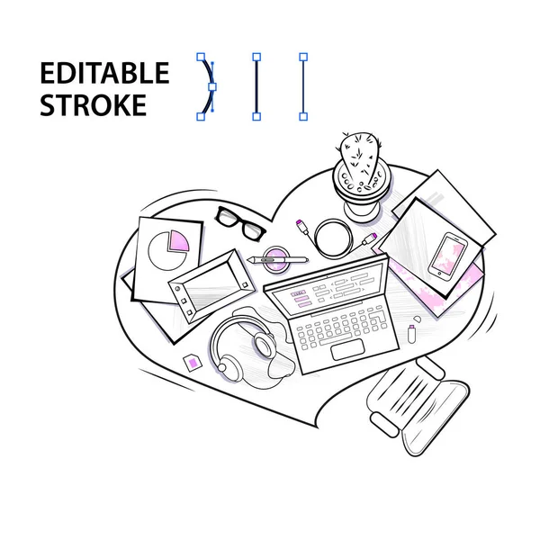 Local de trabalho dele especialista. Desenho ilustrativo Gráficos Vetores