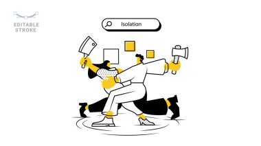 Covid-2019 'daki arkadaşlık ve iletişim ikonları ayarlandı. Çevrimiçi arkadaş buluşması, online randevu ve ilişki, kendini soyutlama metaforu. Vektör izole kavram metaforları