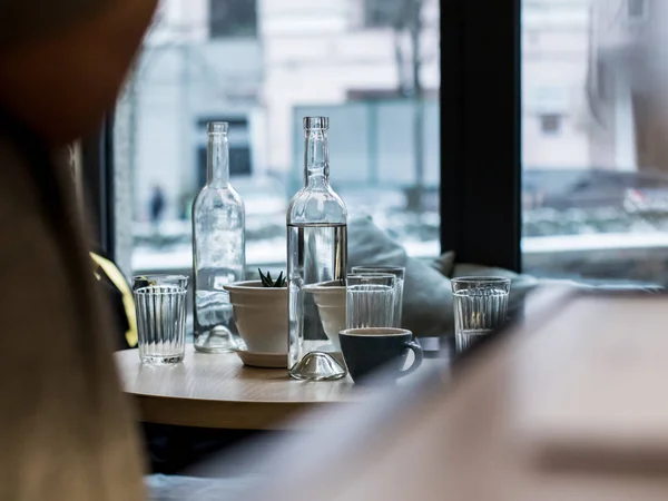 Ochtend in een café Stockfoto