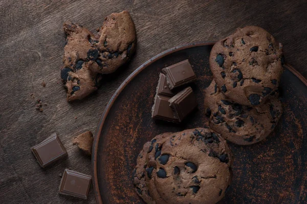 Biscoitos Chocolate Vista Superior — Fotografia de Stock