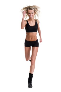 Aerobik fitness kadın izole tam vücut atlama.