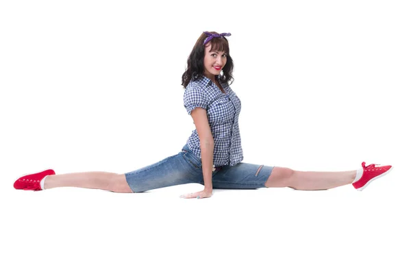 Aerobic-Fitness-Frau trainiert isoliert im Ganzkörper. — Stockfoto