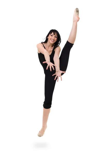 Portrait of woman gymnast, isolated on white — Stock Photo, Image