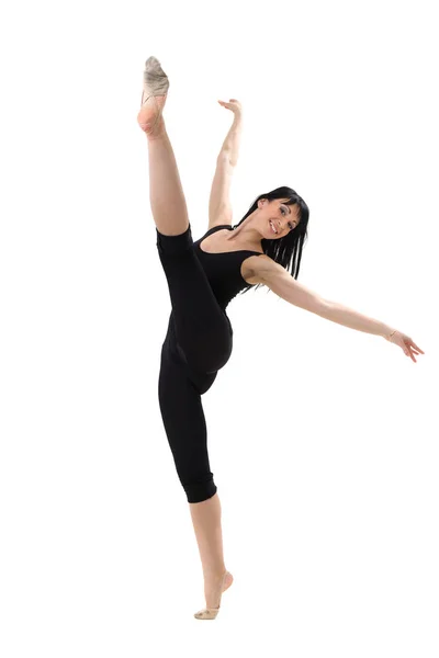 Retrato de mulher ginasta, isolado em branco — Fotografia de Stock