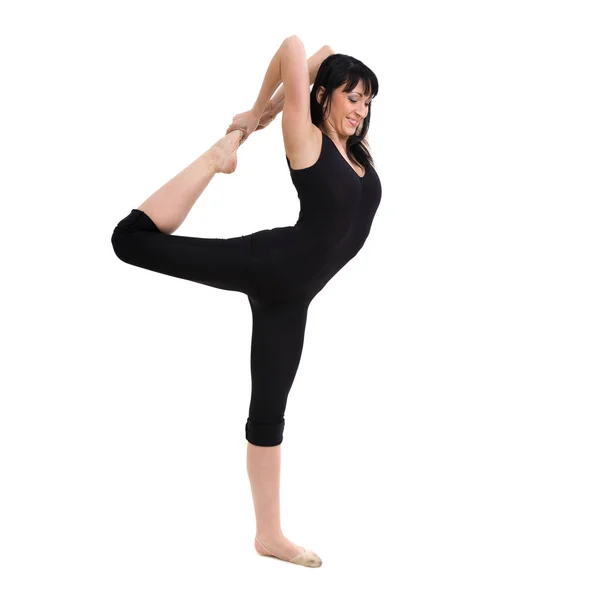 Retrato de gimnasta de mujer, aislado en blanco — Foto de Stock