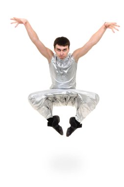 Bazı hareketleri yalıtılmış beyaz karşı gösterilen disco dansçı