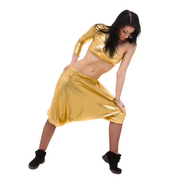 Bazı hareketleri yalıtılmış beyaz karşı gösterilen disco dansçı — Stok fotoğraf