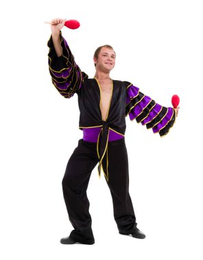 bir beyaz adam samba dansçı tam uzunlukta beyaz izole