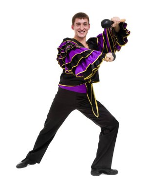 bir beyaz adam samba dansçı tam uzunlukta beyaz izole