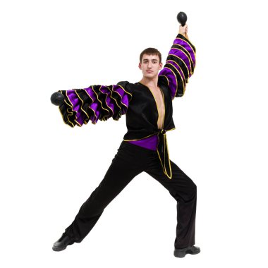bir beyaz adam samba dansçı tam uzunlukta beyaz izole