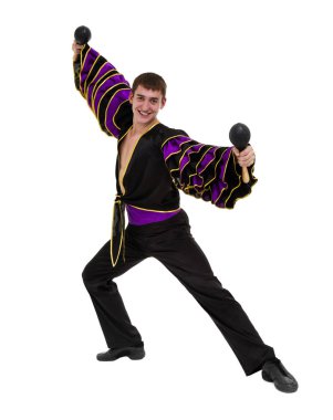 bir beyaz adam samba dansçı tam uzunlukta beyaz izole