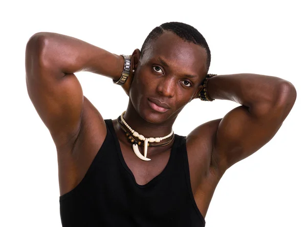 Portrait of sexy muscle man posing in studio — Stock Photo, Image