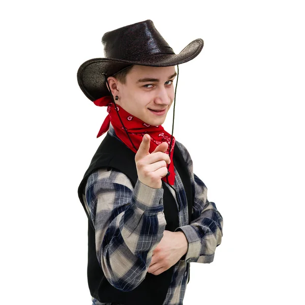 Mladý muž v kovbojském klobouku — Stock fotografie