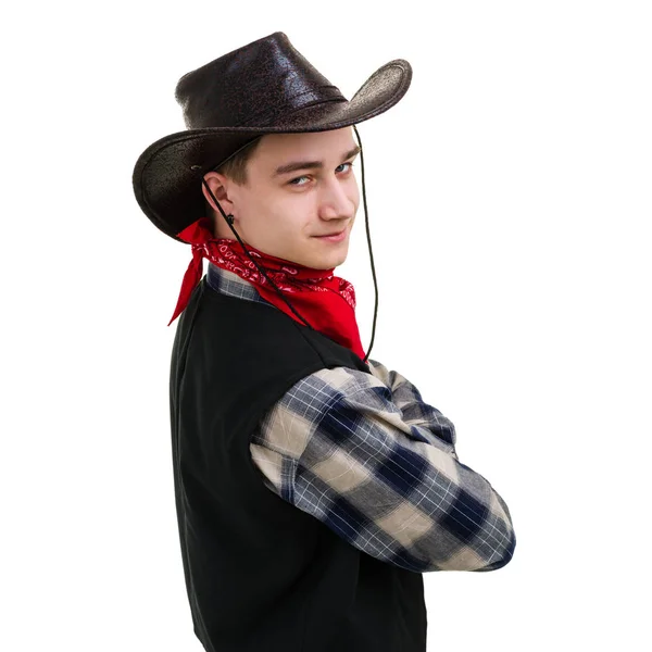 Młody człowiek w kowbojskim kapeluszu — Zdjęcie stockowe