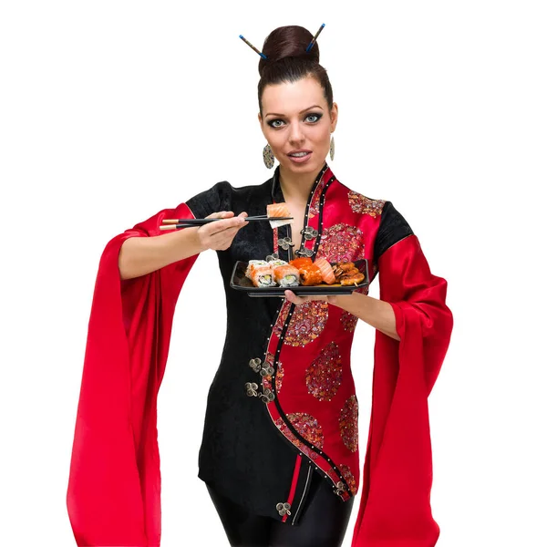 동부 음식 전통 드레스 여자 — 스톡 사진