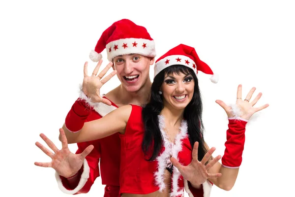 Happy christmas par, isolerade över vita — Stockfoto