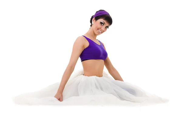 Full length of young ballerina posing against isolated white — Stock Photo, Image