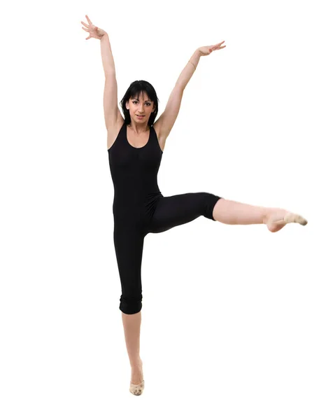 Portrait of woman gymnast, isolated on white — Stock Photo, Image