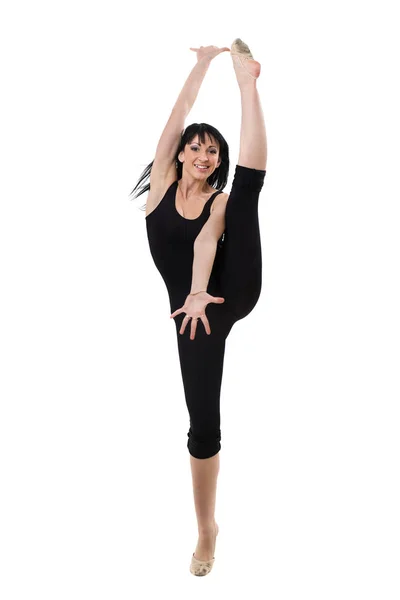 Retrato de gimnasta de mujer, aislado en blanco — Foto de Stock