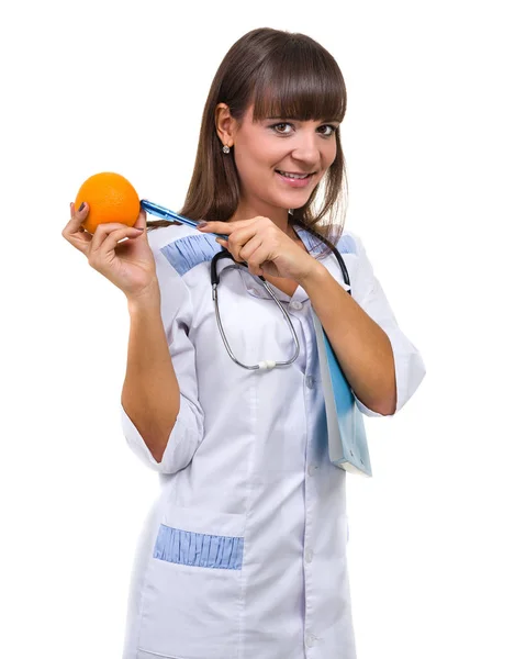 Medizinisches Zeichen. junge Ärztin oder Krankenschwester mit Kopierplatz für Text. — Stockfoto