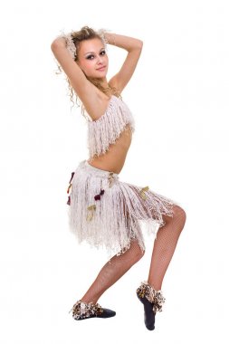 beyaz izole kadın jimnastikçi portresi