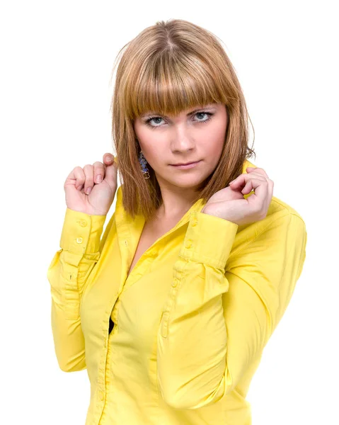 Beautiful coquette young woman, isolated on white — Stock Photo, Image