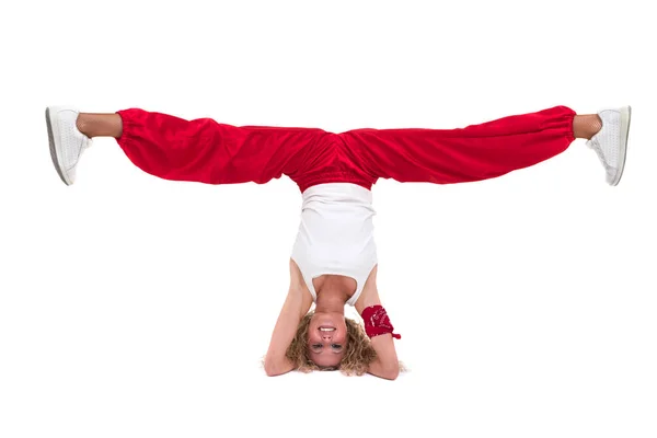 Fitness woman doing exercises, isolated on white background in full length. — Stock Photo, Image