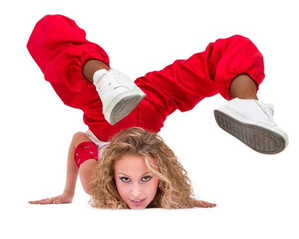 Fitness mujer haciendo ejercicios, aislado sobre fondo blanco en longitud completa . — Foto de Stock