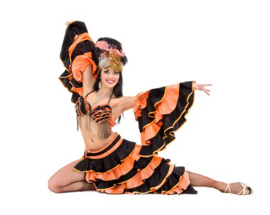 bir beyaz kadın samba dansçı tam uzunlukta beyaz izole