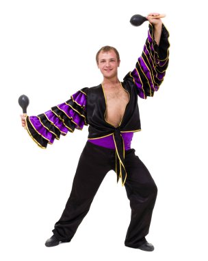 izole üzerinde beyaz arka plan bir beyaz adam samba dansçı