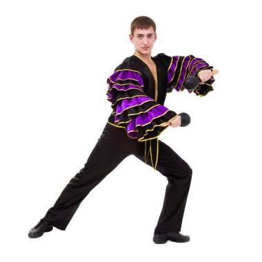 izole üzerinde beyaz arka plan bir beyaz adam samba dansçı