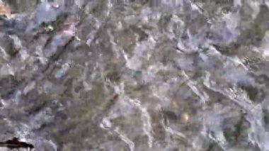 su akışı akışı ile küçük yarık üzerinde taş raf akşam süre çalışan Nehri