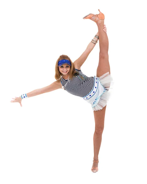 Young woman dancing, isolated in full body on white — Stock Photo, Image