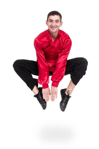 分離白に対してジャンプのディスコ ダンサー — ストック写真