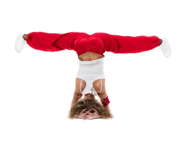 Fitness woman doing exercises, isolated on white background in full length. — Stock Photo, Image