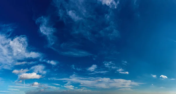 Fantastic clouds against blue sky, panorama
