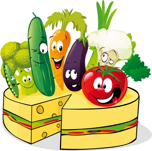 Gesundes Gemüse und Käsekuchen - Vektorillustration — Stockvektor