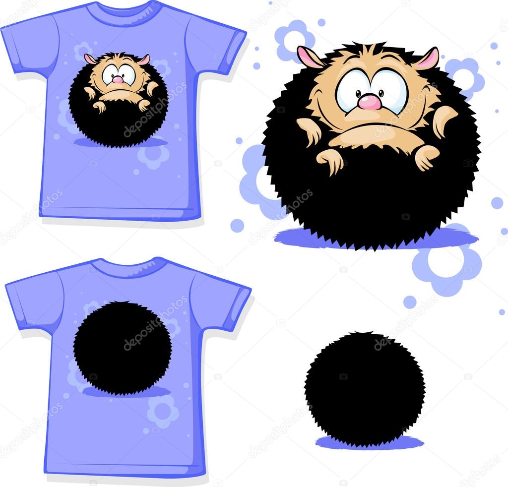 shirt huddled with hedgehog - vector illustration