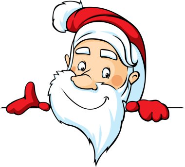 Beyaz bir yüzeye - vektör çizim karikatür bakmak santa