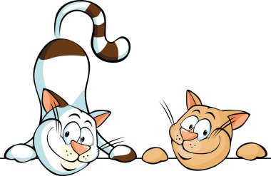 iki sevimli oyun oynayan kedi vektör çizim-bakmak