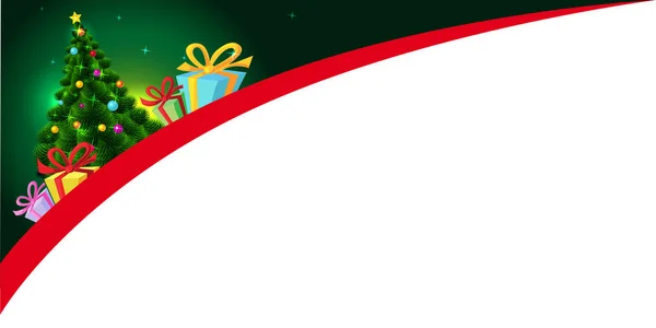 Diseño de Navidad con árbol de Navidad y regalo - ilustración de banner vectorial — Vector de stock