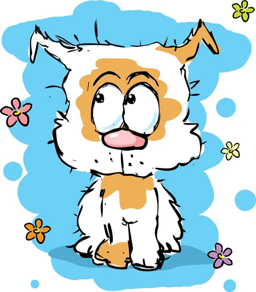 Trochę ładny pies Kudłaty szczeniak - kolorowy szkic — Wektor stockowy