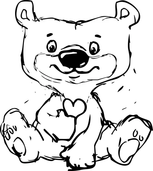 Söt skiss bear illustration sitter - vektor — Stock vektor