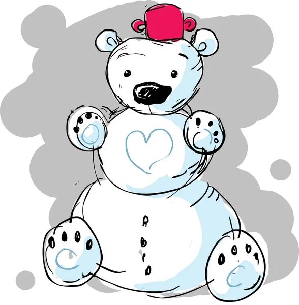 Carino orso pupazzo di neve - illustrazione vettoriale — Vettoriale Stock