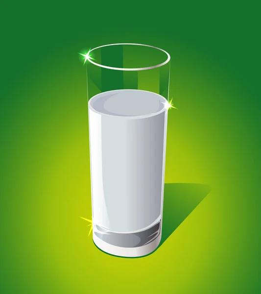 Vaso de leche sobre fondo verde - ilustración vectorial — Archivo Imágenes Vectoriales