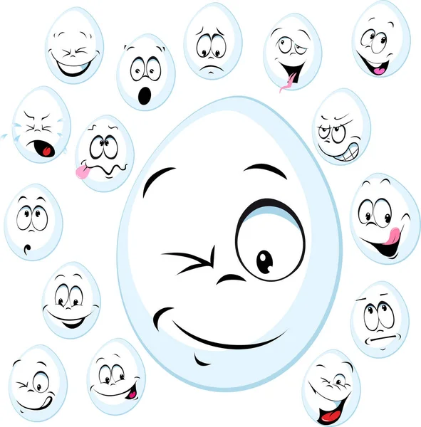 Funny white egg with face - vector cartoon illustration — Stock Vector