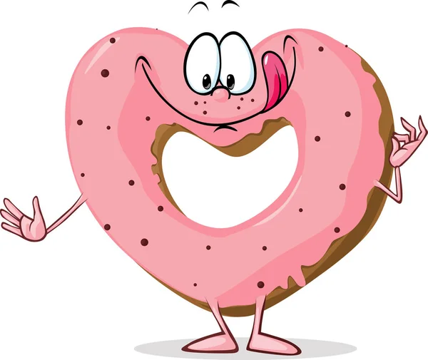 Cute sweet donut heart shaped - vector illustration — Stock Vector